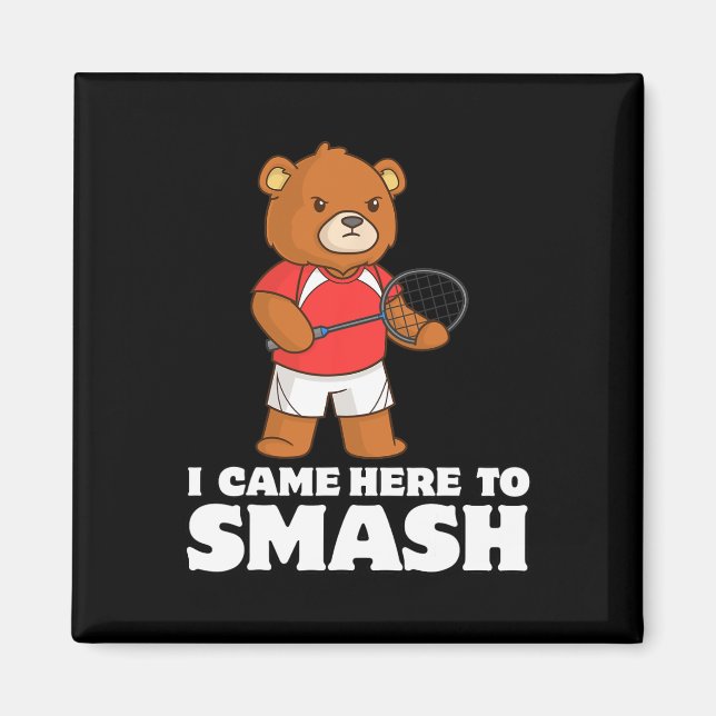 Funny Badminton Competitive Bear Player Smasher  Magnet (Front)