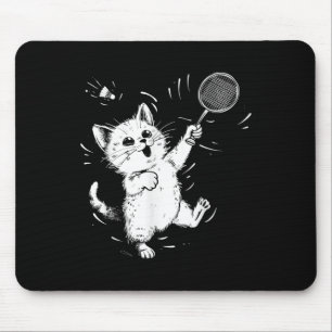 Funny Badminton Cute Cat Badminton Player Shuttle Mouse Pad
