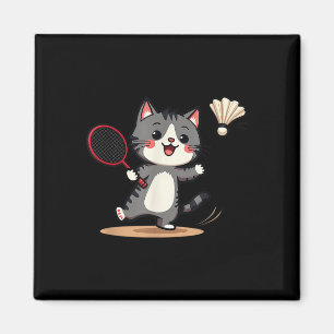 Funny Badminton Cute Cat Racket Shuttle Men Women Magnet