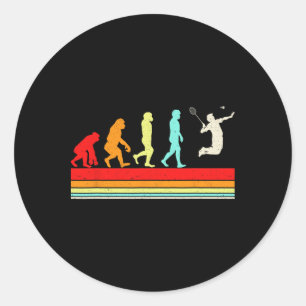 Funny Badminton Evolution Retro Vintage Design For Classic Round Sticker