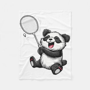 Funny Badminton Panda Badminton Player Shuttle Rac Fleece Blanket
