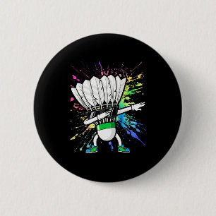 Funny Badminton Player Kids Boys Men Women Shuttle 6 Cm Round Badge