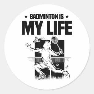 Funny Badminton Player Love Shuttle Design 1 Classic Round Sticker