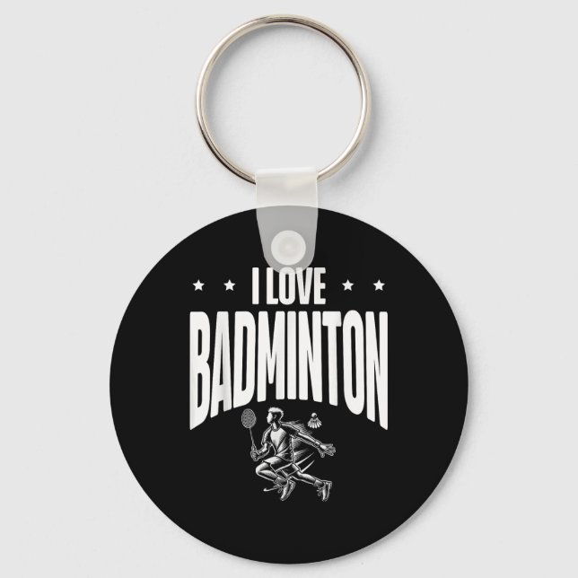 Funny Badminton Player Love Shuttle Design 1  Key Ring (Front)
