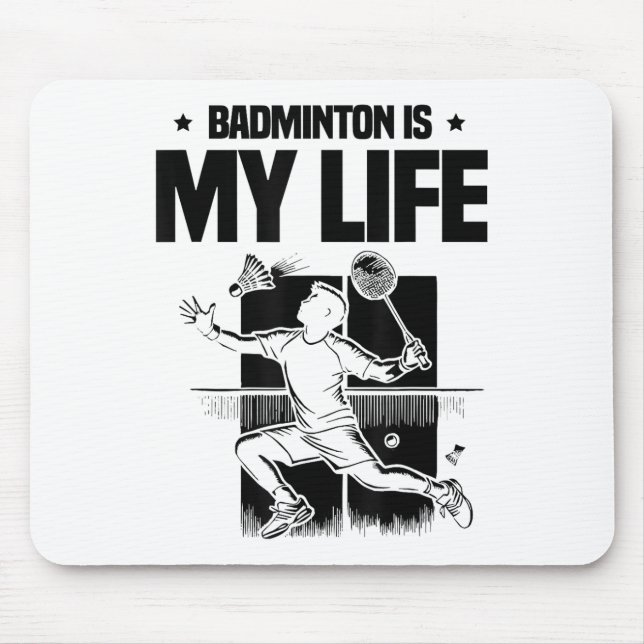 Funny Badminton Player Love Shuttle Design 1  Mouse Pad (Front)