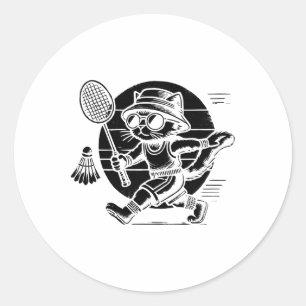 Funny Badminton Player Love Shuttle Design 25 Classic Round Sticker