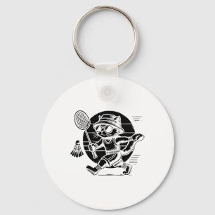 Funny Badminton Player Love Shuttle Design 25 Key Ring