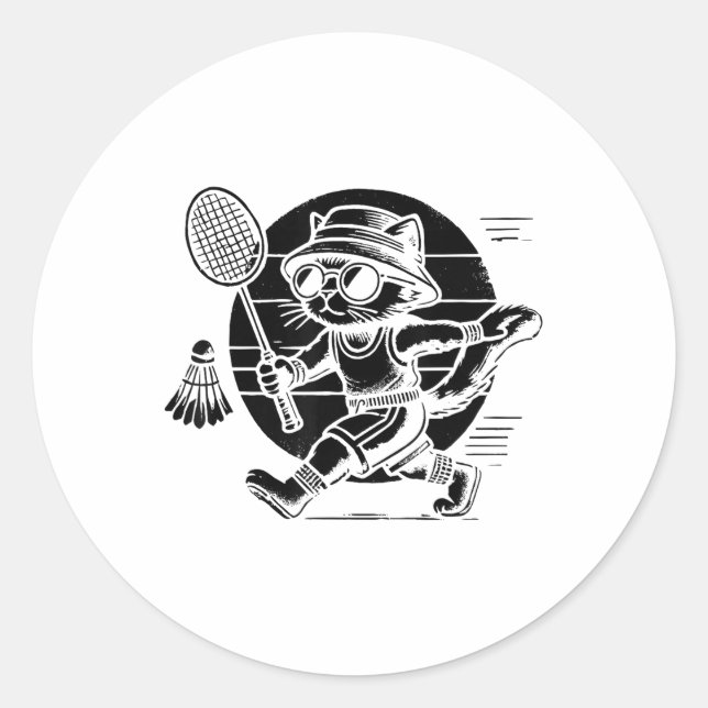 Funny Badminton Player Love Shuttle Design 6  Classic Round Sticker (Front)