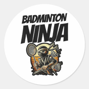 Funny Badminton Player Love Shuttle Design 7 Classic Round Sticker