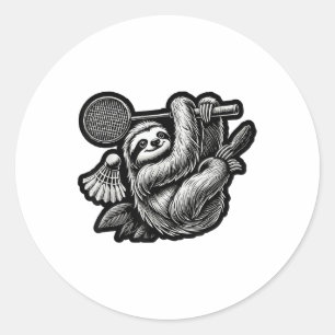 Funny Badminton Player Love Shuttle Design _7 Classic Round Sticker