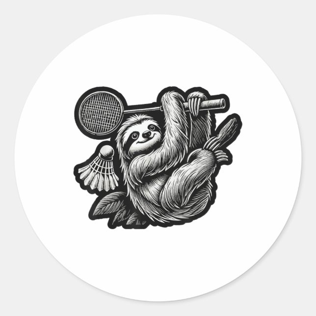 Funny Badminton Player Love Shuttle Design _7  Classic Round Sticker (Front)