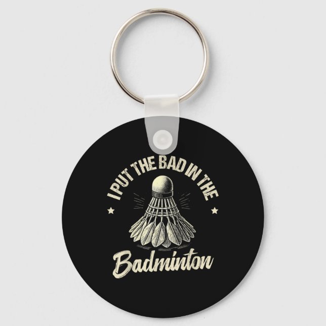 Funny Badminton Player Love Shuttle Design _7  Key Ring (Front)
