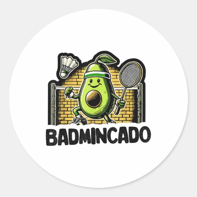 Funny Badminton Player Love Shuttle Design _9  Classic Round Sticker (Front)