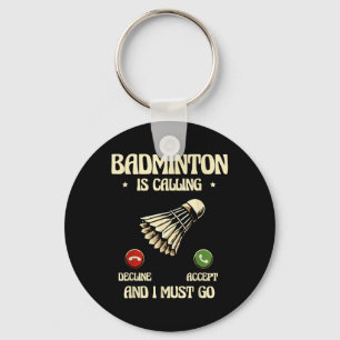 Funny Badminton Player Love Shuttle Design Key Ring