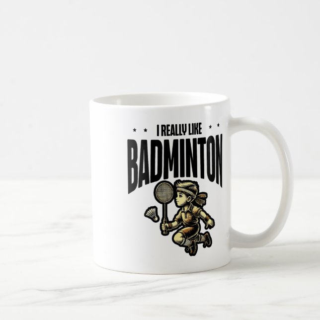 Funny Badminton Racket Lover Design  Coffee Mug (Right)