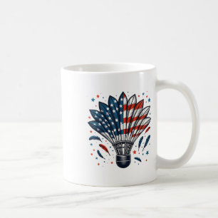 Funny Badminton Shuttle American Usa Flag 4th Of J Coffee Mug