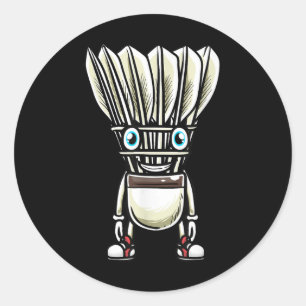 Funny Badminton Shuttle Player Design Men Women _7 Classic Round Sticker