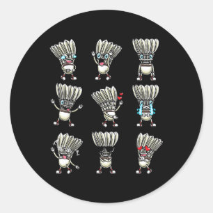 Funny Badminton Shuttle Player Design Men Women _9 Classic Round Sticker