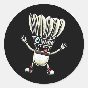Funny Badminton Shuttle Player Design Men Women Classic Round Sticker