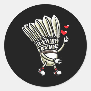 Funny Badminton Shuttle Player Design Men Women Classic Round Sticker