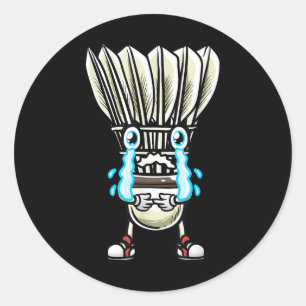 Funny Badminton Shuttle Player Design Men Women Classic Round Sticker
