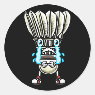 Funny Badminton Shuttle Player Design Men Women Classic Round Sticker