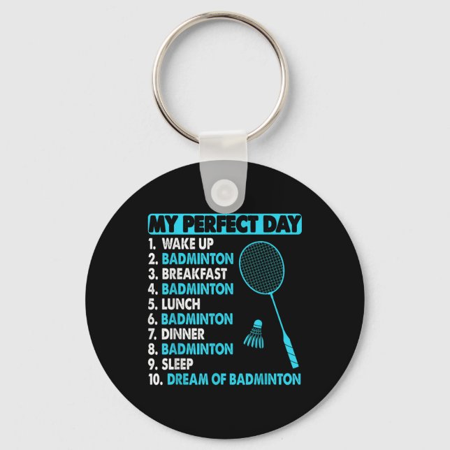Funny Badminton Shuttle Rackets Novelty Tee  Key Ring (Front)