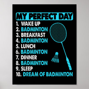 Funny Badminton Shuttle Rackets Novelty Tee Poster