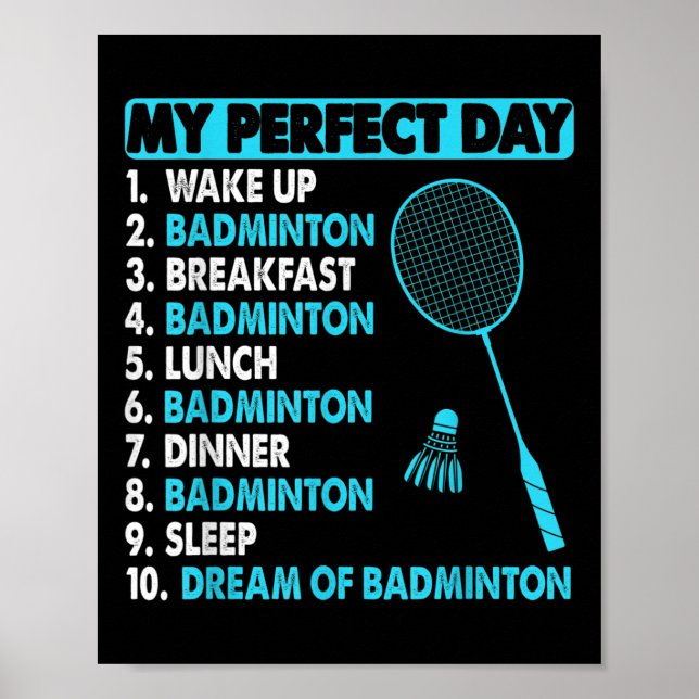 Funny Badminton Shuttle Rackets Novelty Tee  Poster (Front)