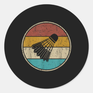 Funny Badminton Shuttle Vintage Retro For Men Wome Classic Round Sticker