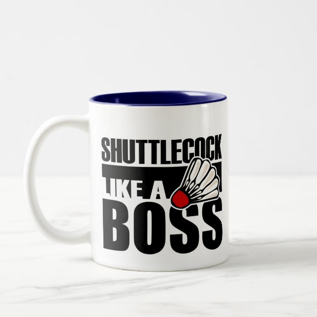 Funny Badminton Shuttlecock Two-Tone Coffee Mug (Left)