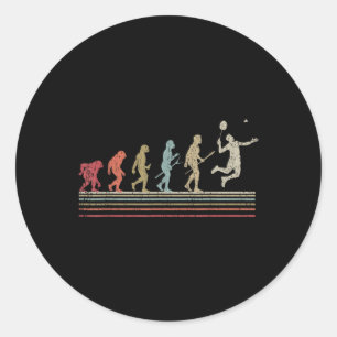Funny Badminton Vintage Retro Style Evolution Of M Classic Round Sticker