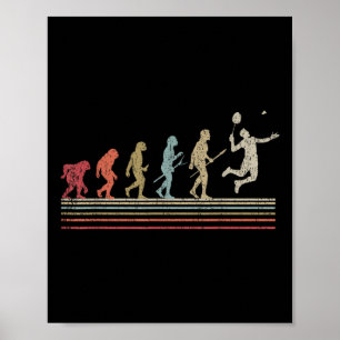 Funny Badminton Vintage Retro Style Evolution Of M Poster