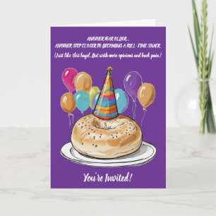Funny Bagel Birthday with Party Vibes Invitation