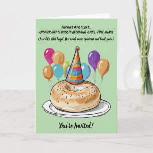 Funny Bagel Birthday with Party Vibes Invitation