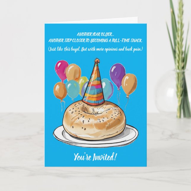 Funny Bagel Birthday with Party Vibes Invitation (Front)