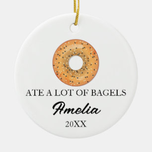 Funny Bagel Gifts Ornament, Custom Bagel Lovers Ceramic Ornament