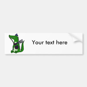 Funny Bagpipe Playing Alligator Bumper Sticker