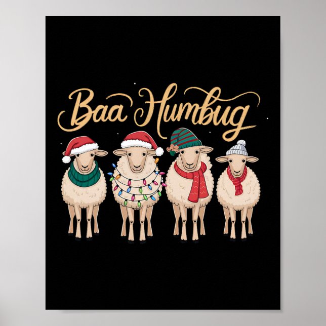 Funny Bah Humbug Christmas Funny Sheep Christmas B Poster (Front)