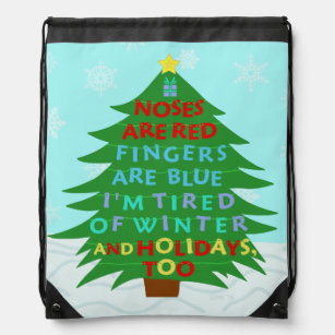 Funny Bah Humbug Christmas Poem Drawstring Bag