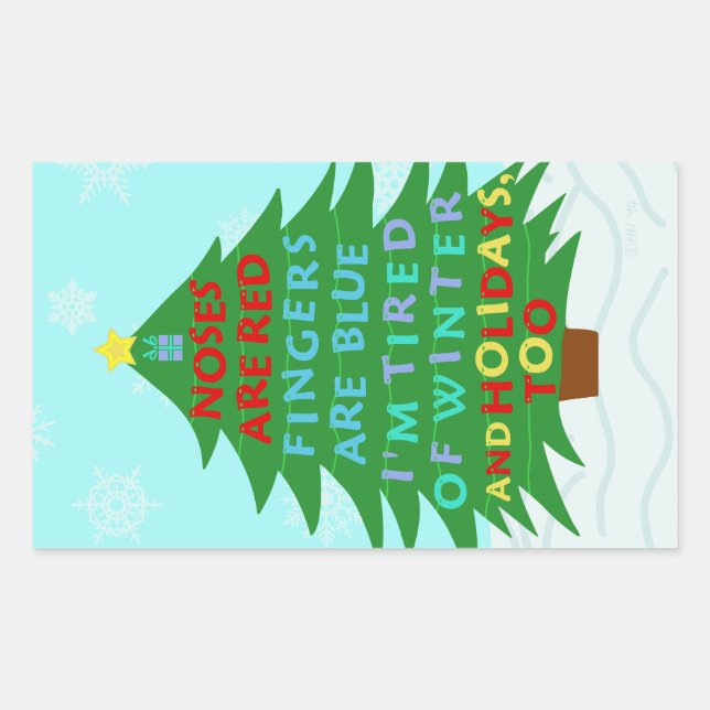 Funny Bah Humbug Christmas Poem Rectangular Sticker (Front)