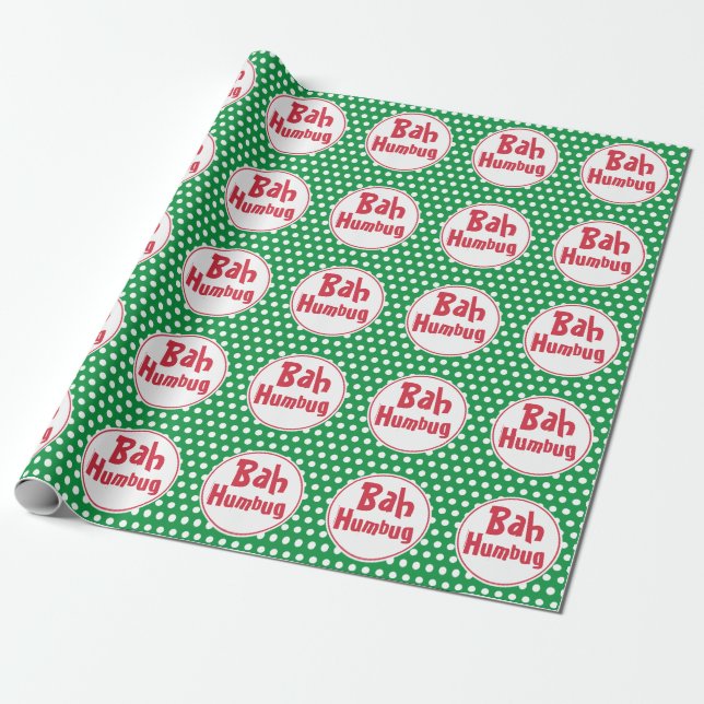 Funny Bah Humbug Christmas Wrapping Paper (Unrolled)