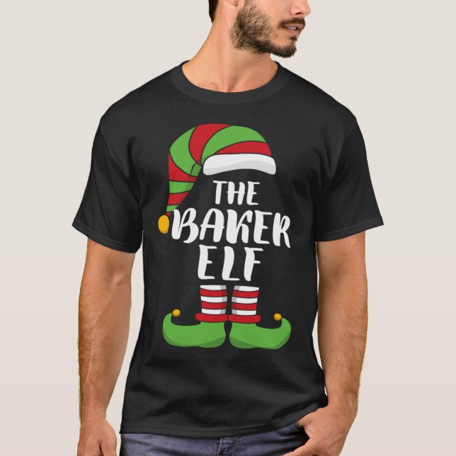 Funny Baker Elf Christmas Santa Helpers T-Shirt (Front)