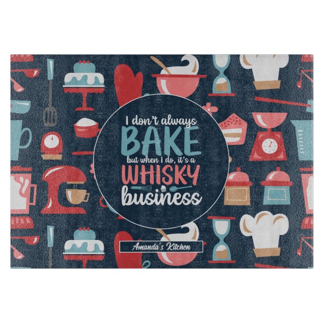 Funny Baker Meme Baking Pun Retro Bakery Pattern Cutting Board (Front)