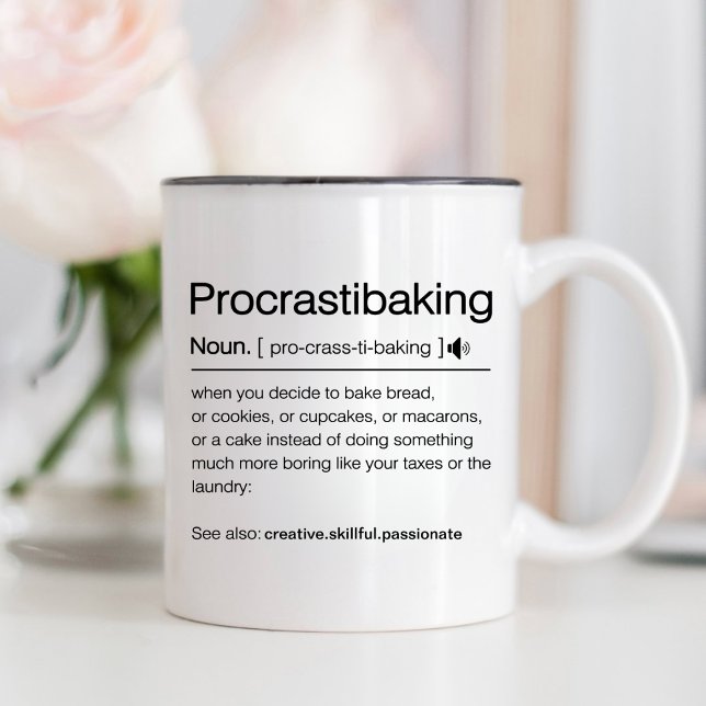 Funny Baker Procrastibaking Definition Patissier  Two-Tone Coffee Mug (Creator Uploaded)