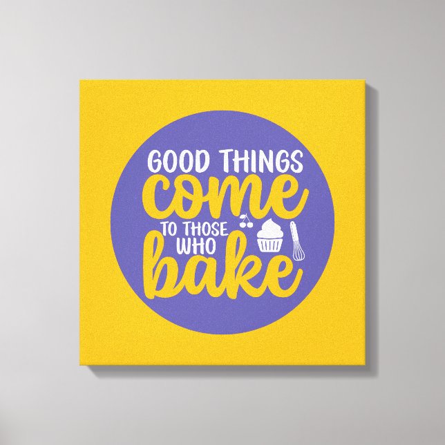 Funny Baking Baker Kitchen Typography Retro Art Canvas Print (Front)