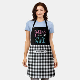 Funny Baking Bakers Gonna Bake Black White Plaid Apron