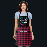 Funny Baking Bread Black Pink Plaid Pattern Apron<br><div class="desc">Funny and cool apron to make cooking more fun. Personalised gift for family and friends who love cooking,  baking and trying new recipe in the kitchen. Customise the wording to fit your occasion. You can use the Design Tool to further change the font type,  font colour and font size.</div>