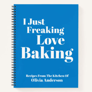 Funny Baking Gift Personalised Name Blue Recipe Notebook