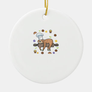 Funny Baking Gifts - Sloth Baker Cupcake Lover - B Ceramic Ornament